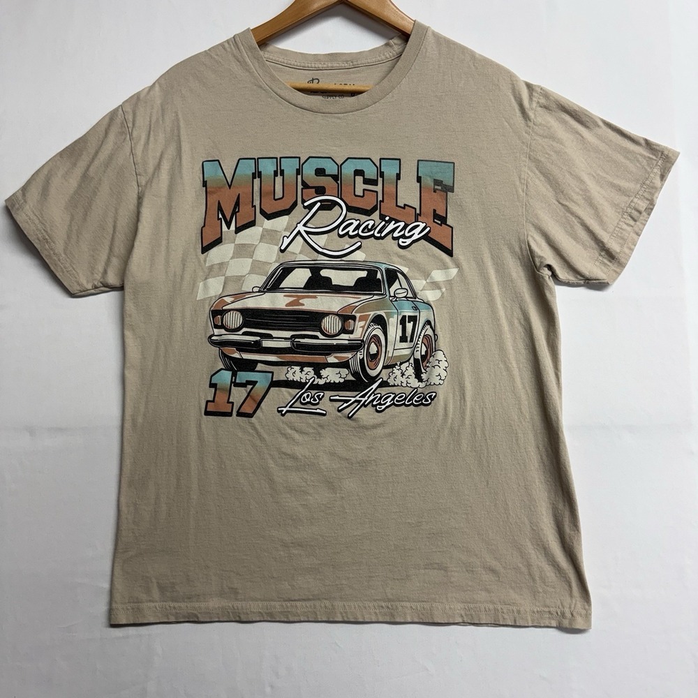 Bowery Supply Co Muscle Racing Graphic‎ T Shirt Large 100% Cotton